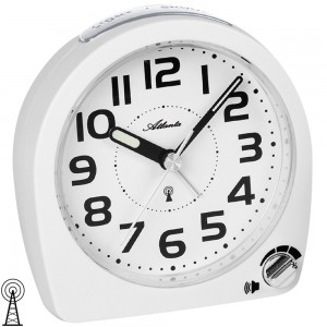 Wecker Funk Funkwecker weiß mit Licht Snooze