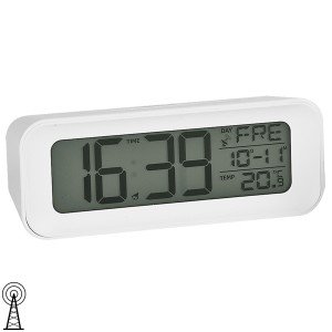 Wecker Funk Funkwecker digital weiß mit Licht Digitalwecker