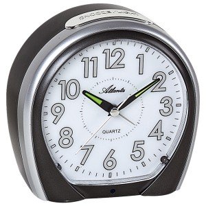 Wecker Quarz analog schwarz leise ohne Ticken Licht Snooze