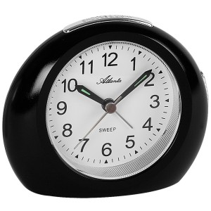 Wecker Quarz analog schwarz leise ohne Ticken mit Licht Snooze