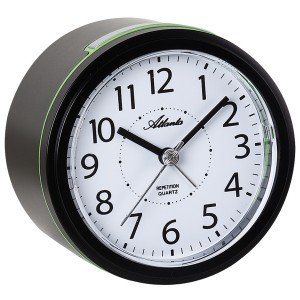 Wecker Quarz analog schwarz leise ohne Ticken mit Licht Snooze