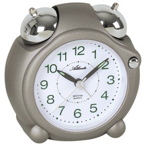Wecker Quarz analog grau Glockenwecker Doppelglockenwecker