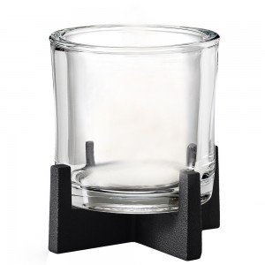 Windlicht NERO Stahl pulverbeschichtet mit Glas kombiniert