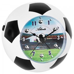 Wecker Kinderwecker weiß schwarz Fußball Fußballwecker für Kinder