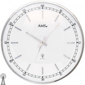 Wanduhr Funk Funkwanduhr analog silbern rund