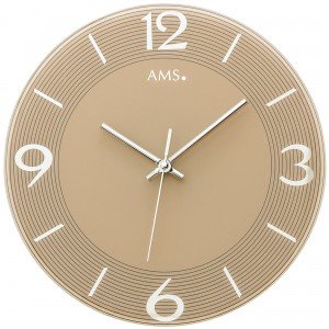 Wanduhr Quarz analog braun rund mit Glas leise ohne Ticken