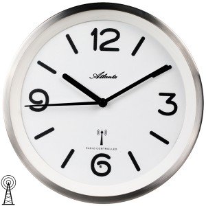 Wanduhr Funk Funkuhr Funkwanduhr analog silbern