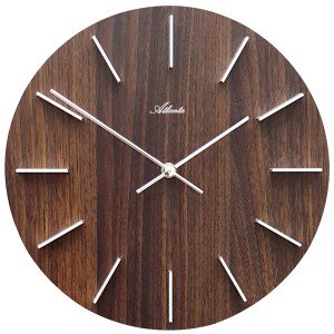 Wanduhr Quarz analog Holzzifferblatt nussbaum farben rund