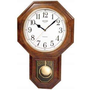 Wanduhr Quarz mit Pendel nussbaum farben Pendeluhr mit Melodie