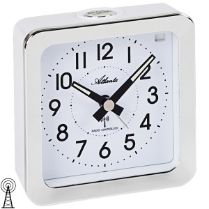 Wecker Funk Funkwecker silbern mit Licht Snooze