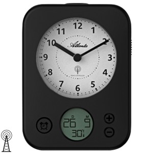 Wecker Funk Funkwecker schwarz mit Licht Snooze