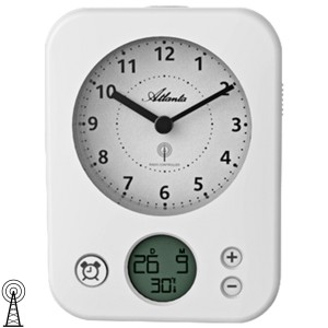 Wecker Funk Funkwecker weiß mit Licht Snooze