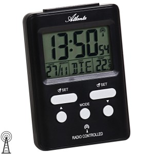 Wecker Funk Funkwecker digital schwarz mit Licht Snooze