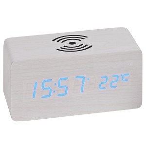 Tischwecker WIRELESS CHARGING weiß digital Temperatur Datum