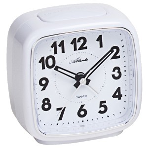 Wecker 1978/0 Quarz analog weiß leise ohne Ticken mit Licht Snooze