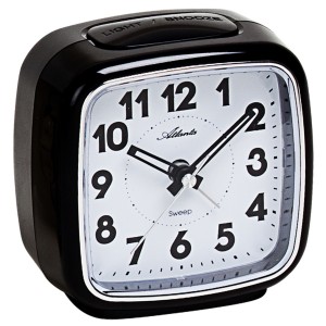 Wecker Quarz analog schwarz leise ohne Ticken mit Licht Snooze