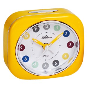 Wecker für Kinder Quarz analog Kinderwecker gelb leise Snooze