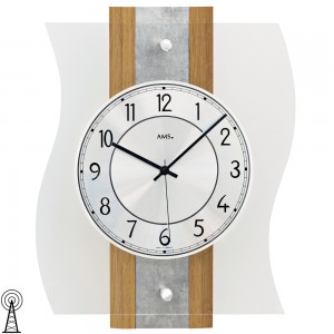 AMS 5537 Wanduhr Funk Funkwanduhr analog eiche farben