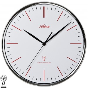 Wanduhr Funk Funkwanduhr analog silbern mit Glas