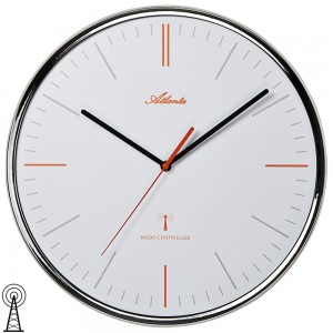 Wanduhr Funk Funkwanduhr analog silbern mit Glas