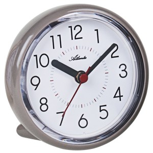 Wanduhr Tischuhr Baduhr Quarz analog grau mit Saugnapf