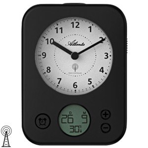 Wecker Funk Funkwecker schwarz mit Licht Snooze