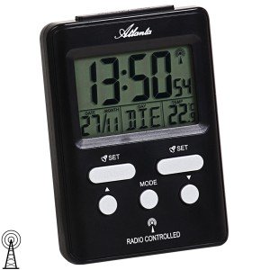 Wecker Funk Funkwecker digital schwarz mit Licht Snooze