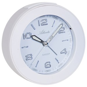 Wecker 1968/0 Quarz analog weiß leise ohne Ticken mit Licht Snooze