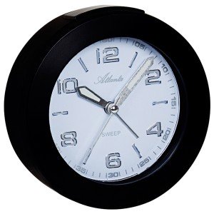 Wecker Quarz analog schwarz leise ohne Ticken mit Licht Snooze