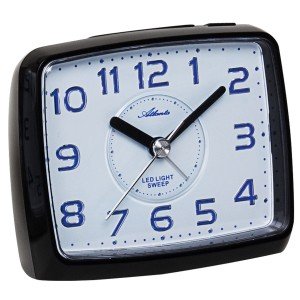 Wecker Quarz analog schwarz leise ohne Ticken mit Licht Snooze