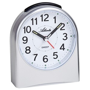 Wecker Quarz silbern analog leise ohne Ticken mit Licht Snooze
