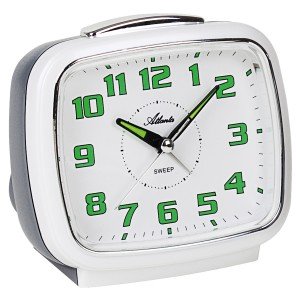 Wecker Quarz analog weiß grau leise ohne Ticken mit Licht