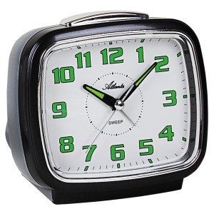 Wecker Quarz analog schwarz grau leise ohne Ticken mit Licht