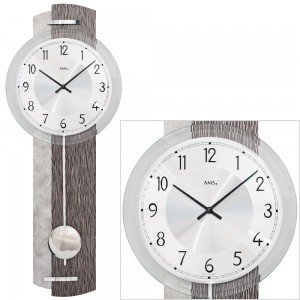 AMS 7463 Wanduhr Quarz mit Pendel Pendeluhr in Antik-Optik