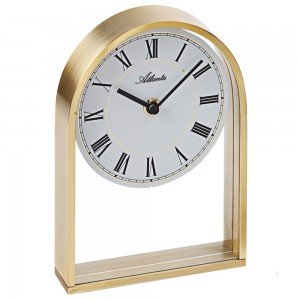Stiluhr Tischuhr Quarz Metallrahmen golden mit Glas