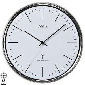 Wanduhr Funk Funkwanduhr analog silbern mit Glas