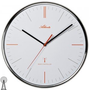 Wanduhr Funk Funkwanduhr analog silbern mit Glas