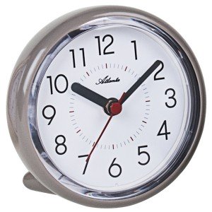 Wanduhr Tischuhr Baduhr Quarz analog grau mit Saugnapf