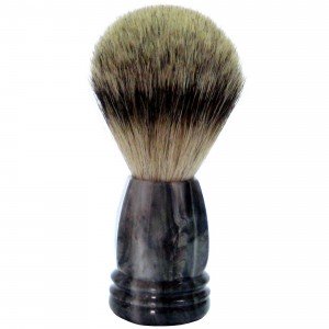 Golddachs Rasierpinsel mit Dachs-Zupfhaar Kunststoffgriff grau