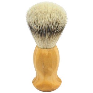 Golddachs Rasierpinsel mit Dachs-Silberspitze Olivenholzgriff