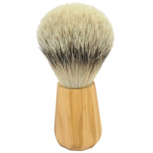 Golddachs Rasierpinsel mit Dachs-Silberspitze Olivenholzgriff