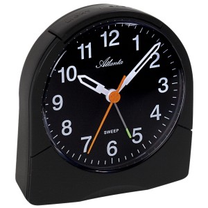 Wecker Quarz analog schwarz leise ohne Ticken mit Licht