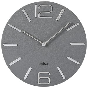 Atlanta Wanduhr Quarz analog Metall grau rund