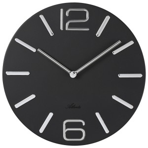 Atlanta Wanduhr Quarz analog Metall schwarz rund
