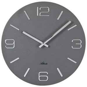 Atlanta Wanduhr Quarz analog grau rund