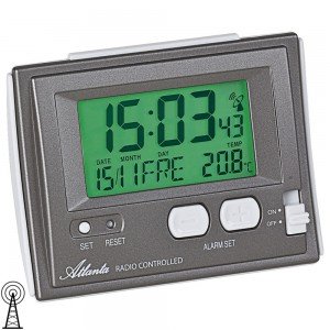 Atlanta Wecker Funk Funkwecker digital anthrazit mit Licht Snooze Datum