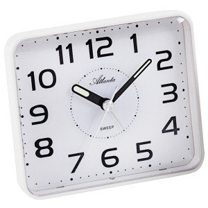 Wecker 1973/0 Quarz analog weiß leise ohne Ticken mit Licht Snooze