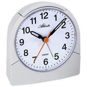 Wecker Quarz analog weiß leise ohne Ticken mit Licht