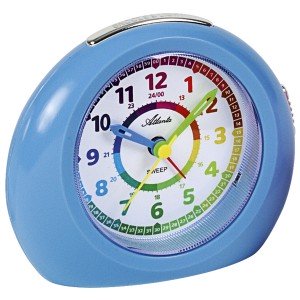 Wecker für Kinder Kinderwecker Quarz analog blau mit Licht