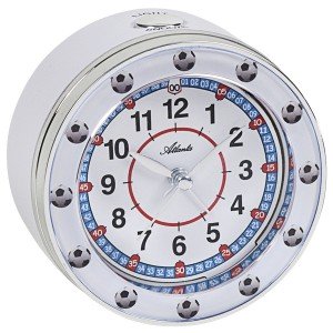 Wecker für Kinder Quarz Kinderwecker Fußball Fußballwecker weiß